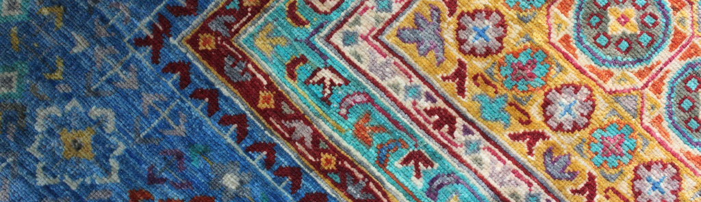 Grand Mamluk Revival in Gold & Azul – Hand-Knotted Wool | 9x12
