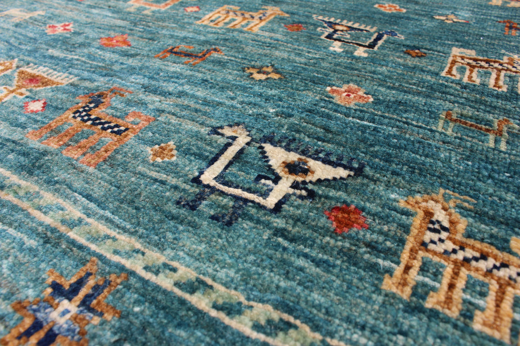 Afghan Serapi in Teal – Hand-Knotted Wool | 6x9