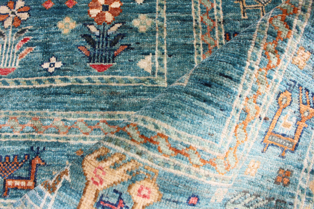 Afghan Serapi in Teal – Hand-Knotted Wool | 6x9