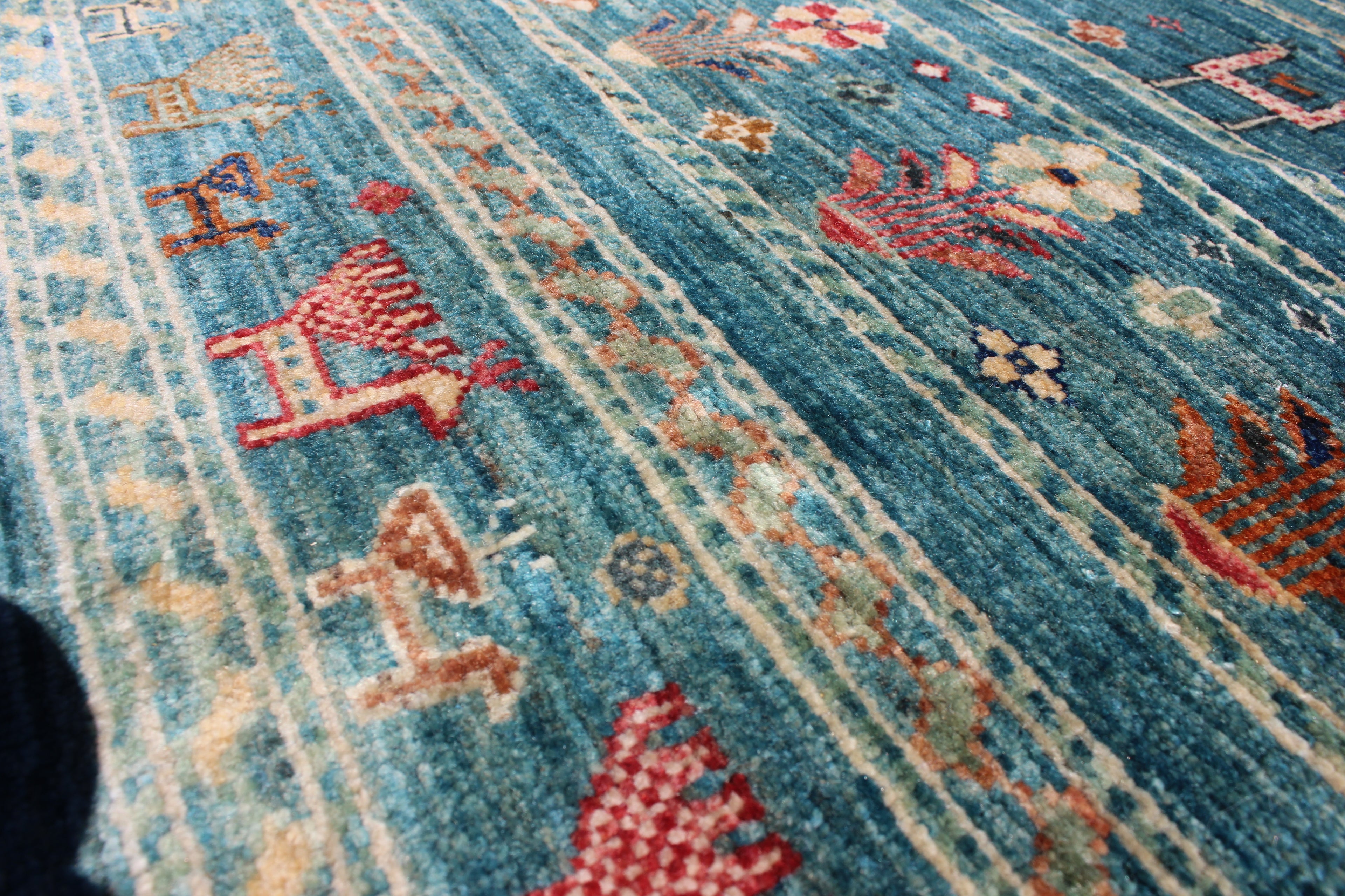 Afghan Serapi in Teal – Hand-Knotted Wool | 6x9