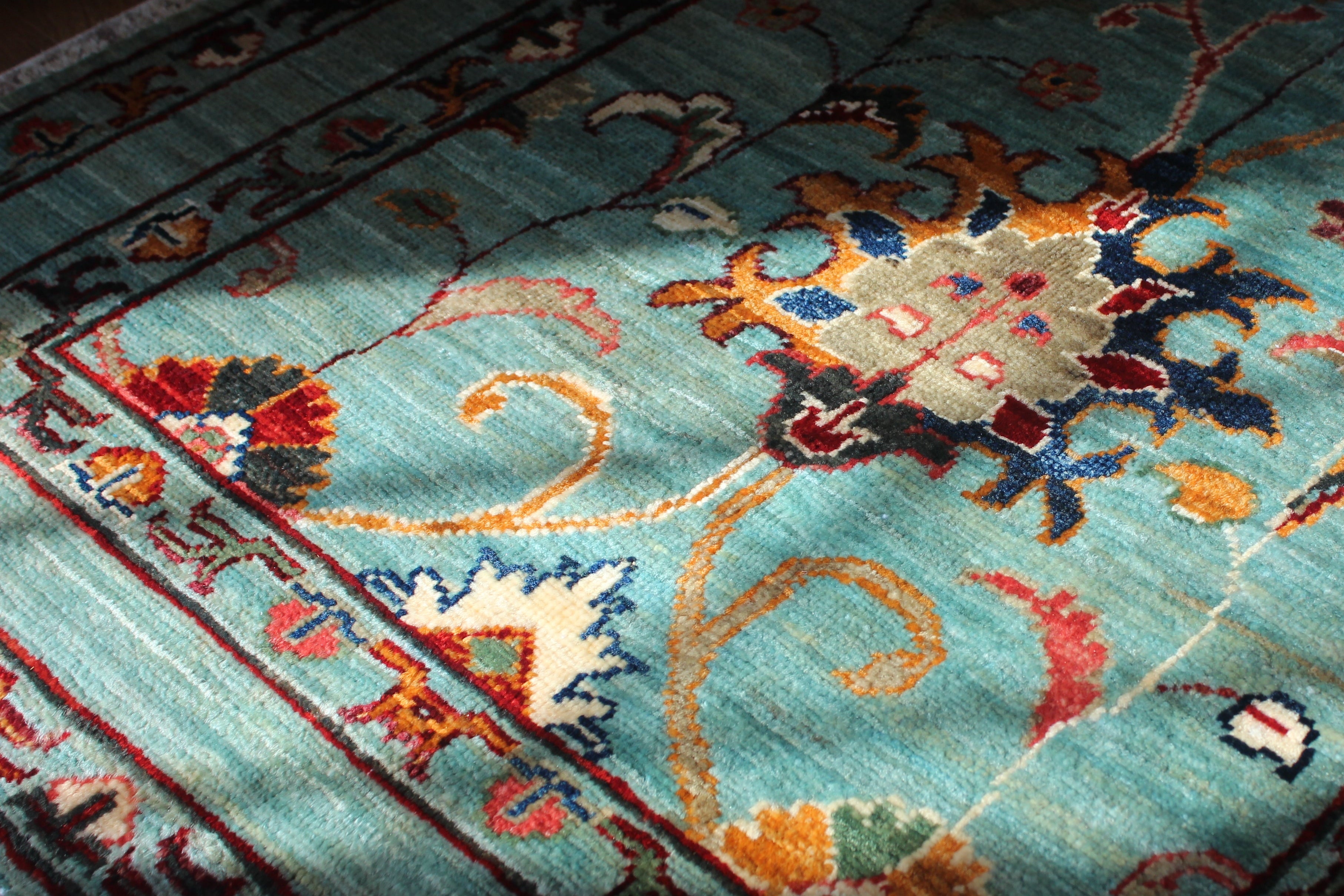 Afghan Sultani in Teal – Hand-Knotted Wool | 3x4