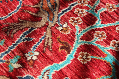 Afghan Chobi in Red – Hand-Knotted Wool | 3x4