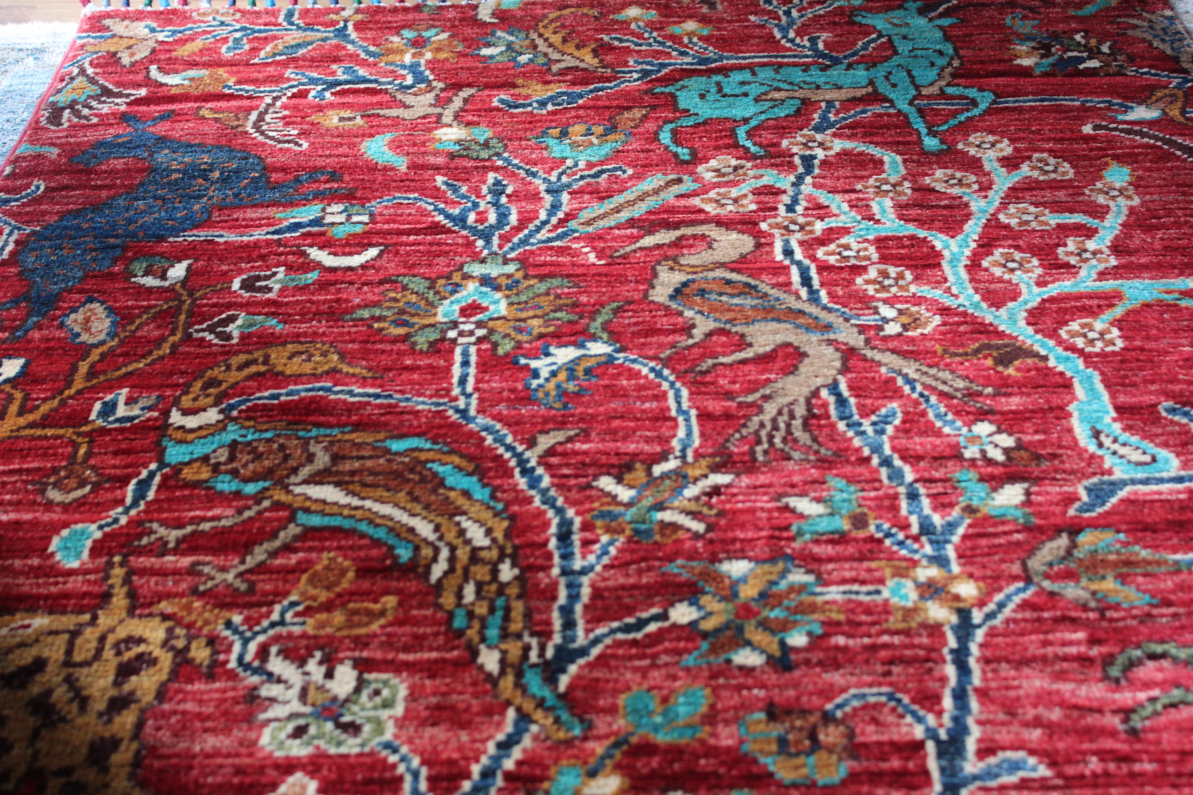 Afghan Chobi in Red – Hand-Knotted Wool | 3x4