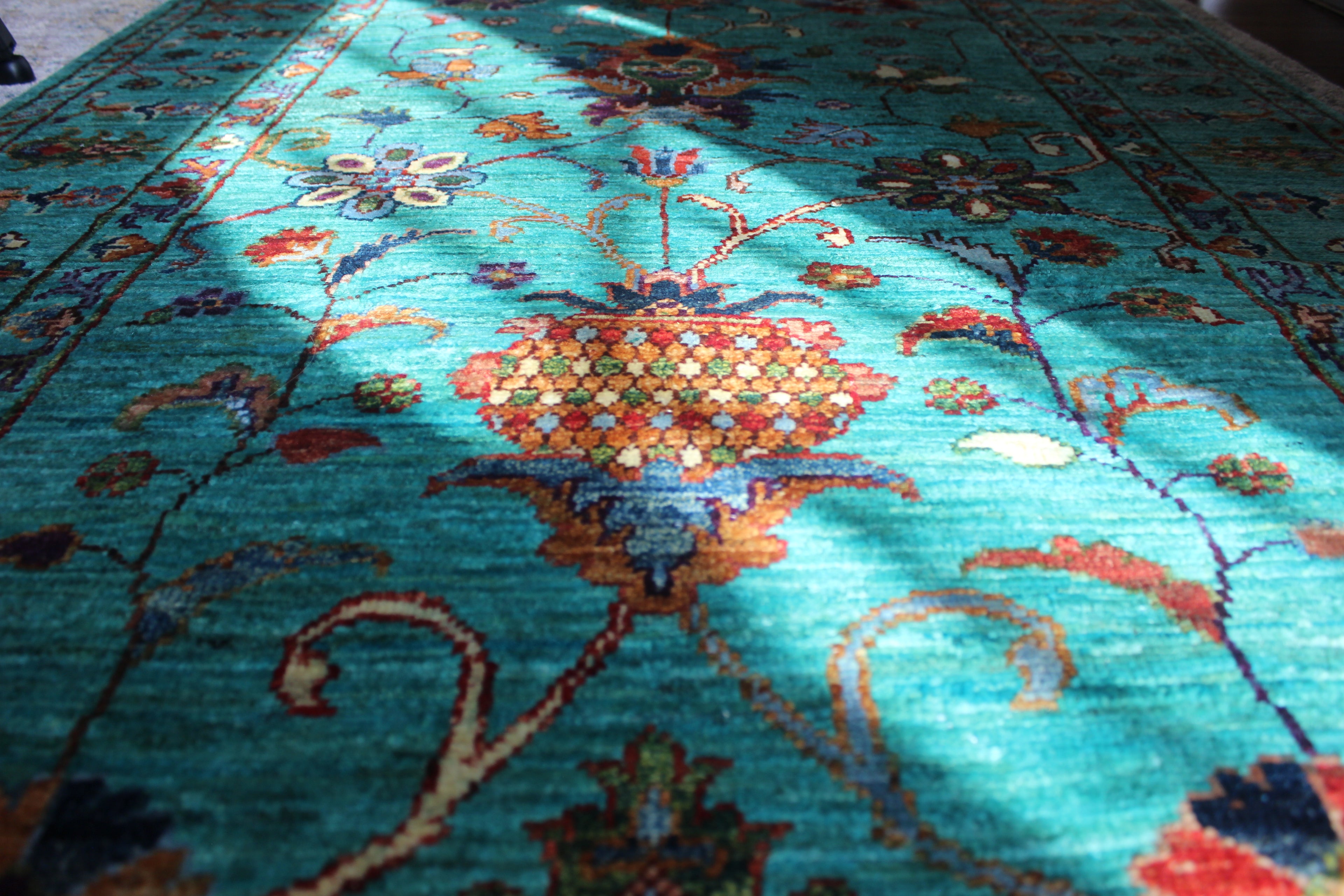 Afghan Sultani in Teal – Hand-Knotted Wool | 3x5