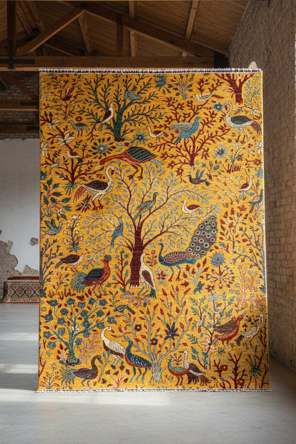 Afghan Chobi in Saffron – Hand-Knotted Wool | 6x9