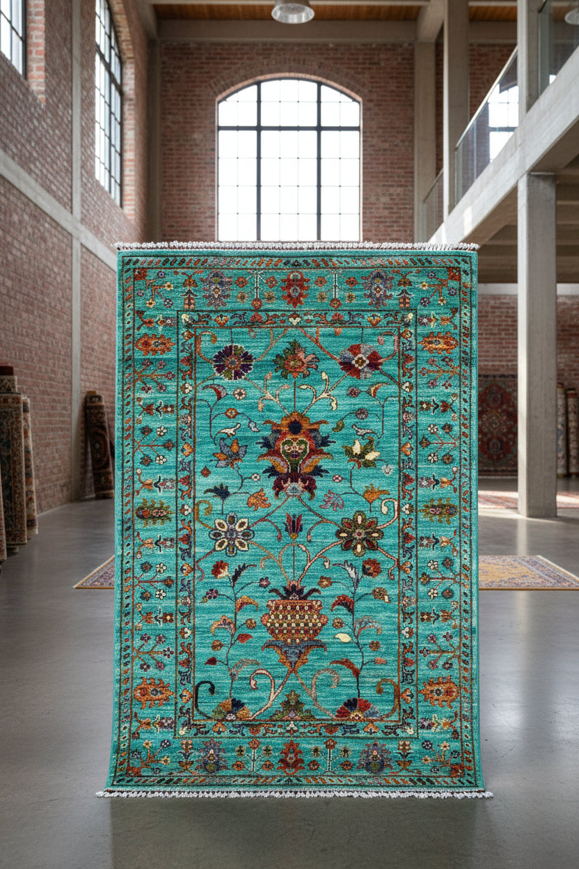 Afghan Sultani in Teal – Hand-Knotted Wool | 3x5