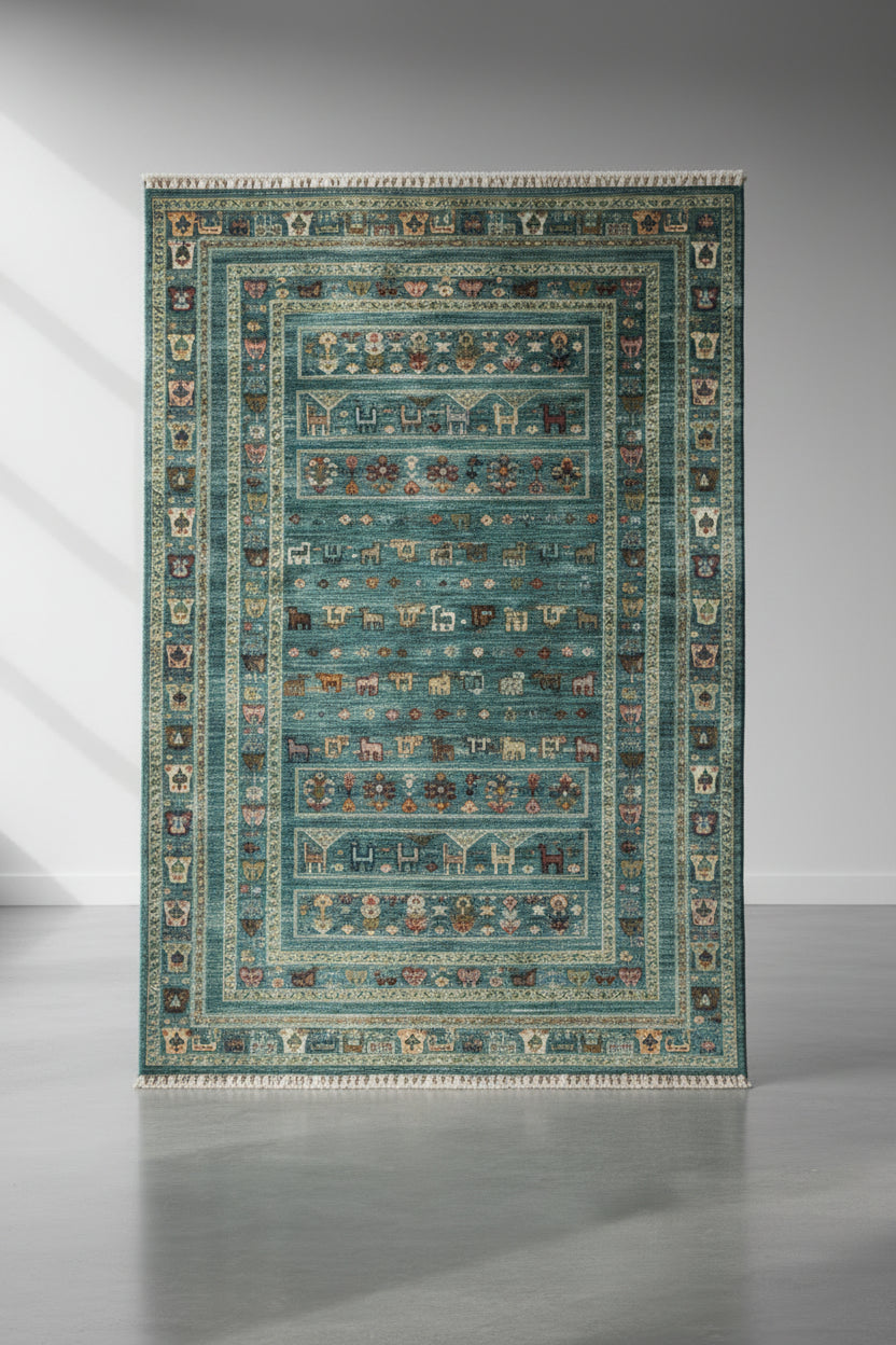 Afghan Serapi in Teal – Hand-Knotted Wool | 6x9