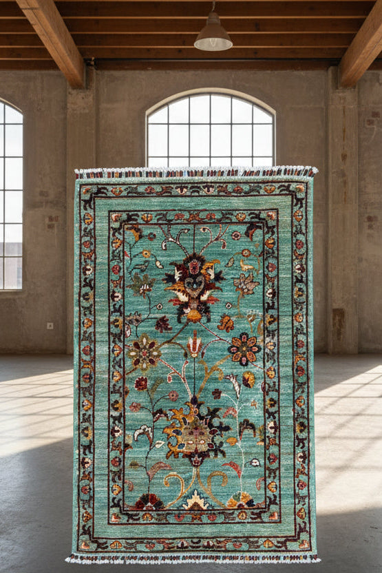Afghan Sultani in Teal – Hand-Knotted Wool | 3x4