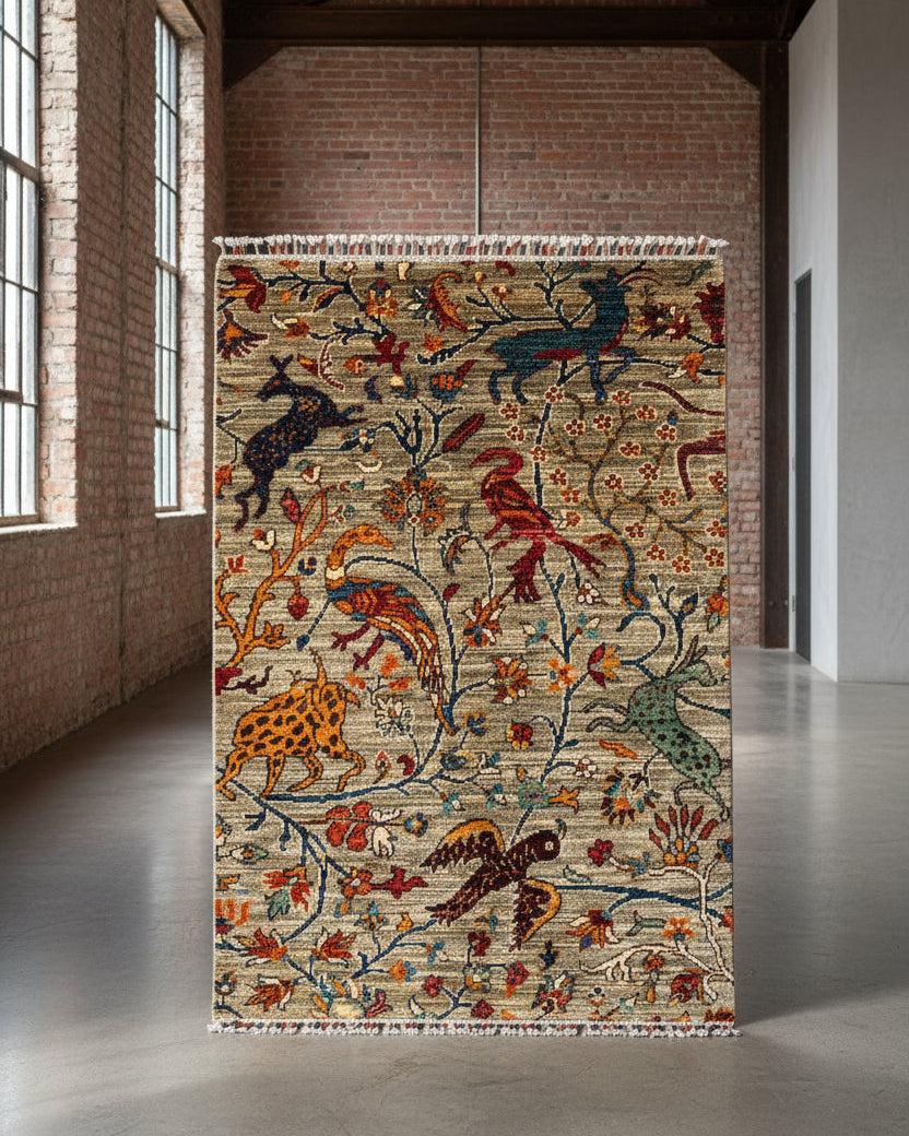 Afghan Chobi in Natural – Hand-Knotted Wool | 3x4