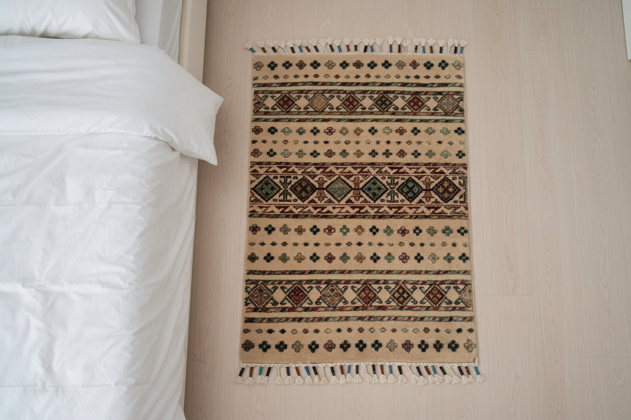 Afghan Tribal Shirvan in Natural – Hand-Knotted Wool | 2x3